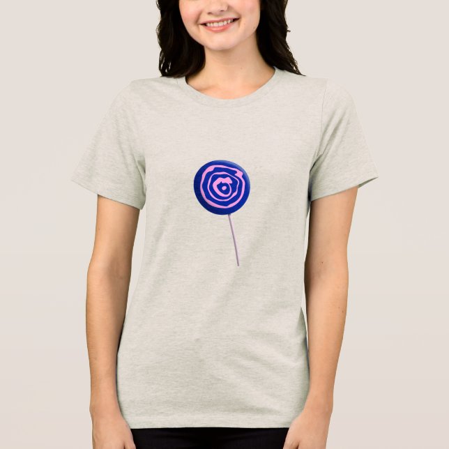 3D pink twirled lollipop Tri-Blend Shirt (Front)