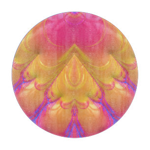3D Pink, Yellow and Blue original fractal design Cutting Board