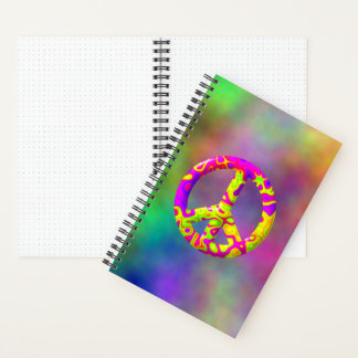 3D pink yellow psychedelic Peace Symbol on Plasma Notebook