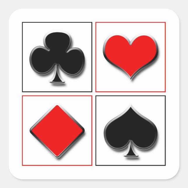3D playing card suits Square Sticker (Front)