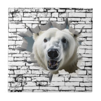 3D Polar Bear Wall Break Art – Realistic Safari