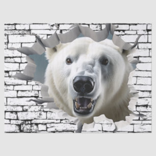 3D Polar Bear Wall Break Art – Realistic Safari Tissue Paper