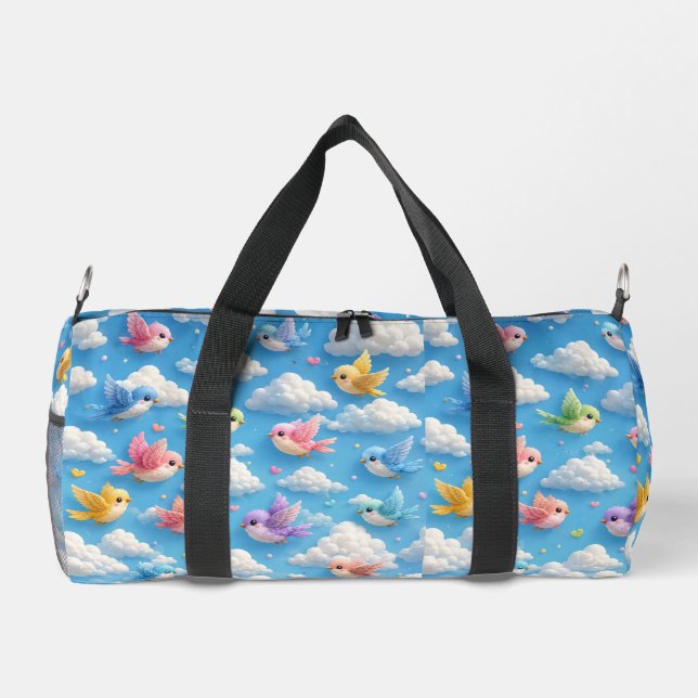 3d printed colourful bird and sky duffle bag (Back)