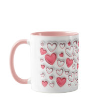 3D Puff Inflated effect Hearts pattern