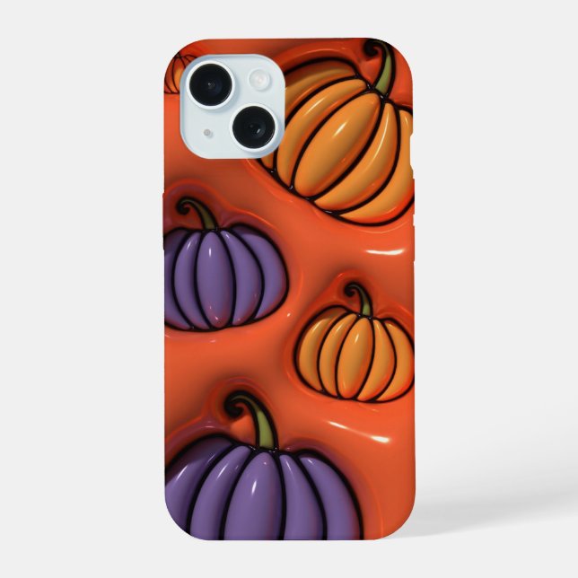 3D Puffy Colourful Fall Pumpkin Phone Case (Back)