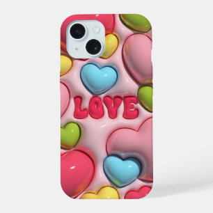 3D Puffy Pink Love Heart Phone Case