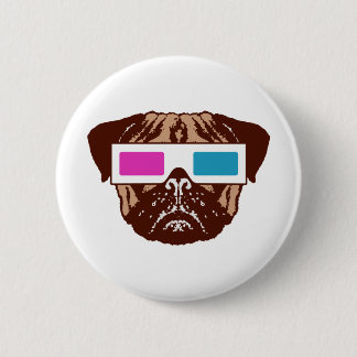 3D Pug 6 Cm Round Badge