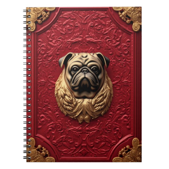 3d Pug Golden Notebook (Front)