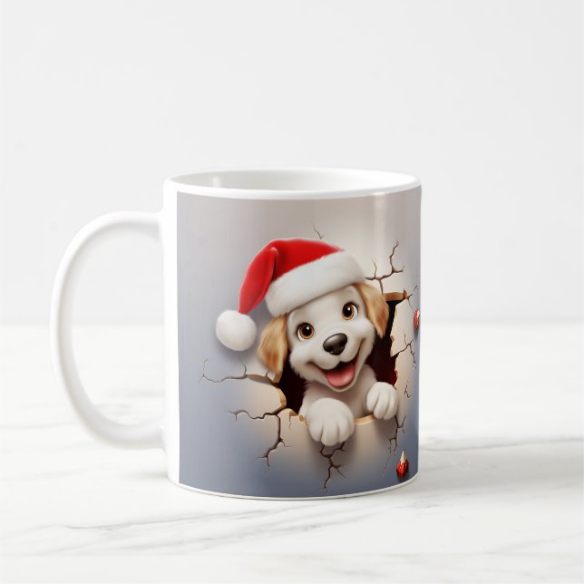 3D Puppy Christmas  Coffee Mug (Left)