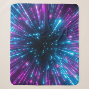 3d, purple fireworks, big bang, galaxy, abstract c sherpa blanket