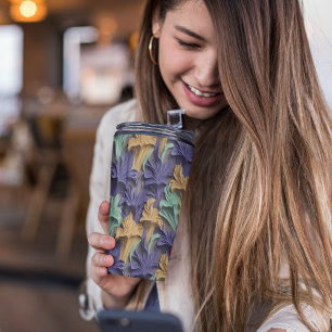 3D PURPLE FLORAL THERMAL TUMBLER