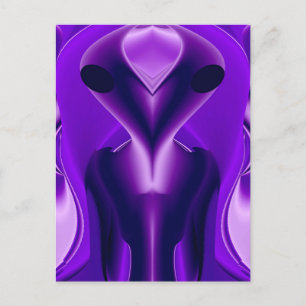 3D Purple Rainbow Dreams , Alien Holiday Postcard