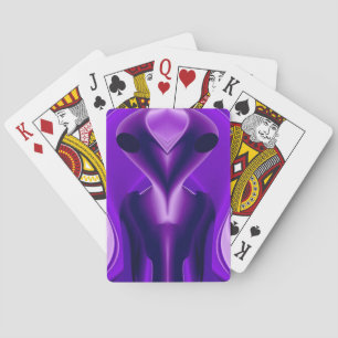 3D Purple Rainbow Dreams , Alien Playing Cards