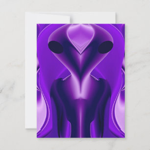 3D Purple Rainbow Dreams , Alien RSVP Card