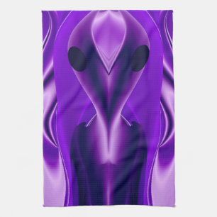 3D Purple Rainbow Dreams , Alien Tea Towel