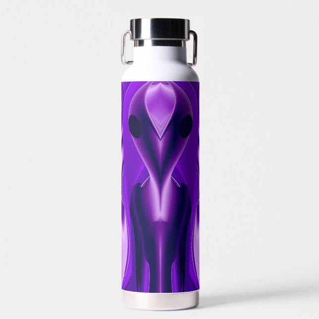 3D Purple Rainbow Dreams , Alien Water Bottle (Front)