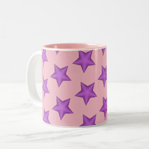 3D Purple Stars Two-Tone Coffee Mug