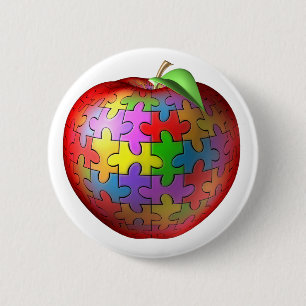 3D Puzzle Apple 6 Cm Round Badge