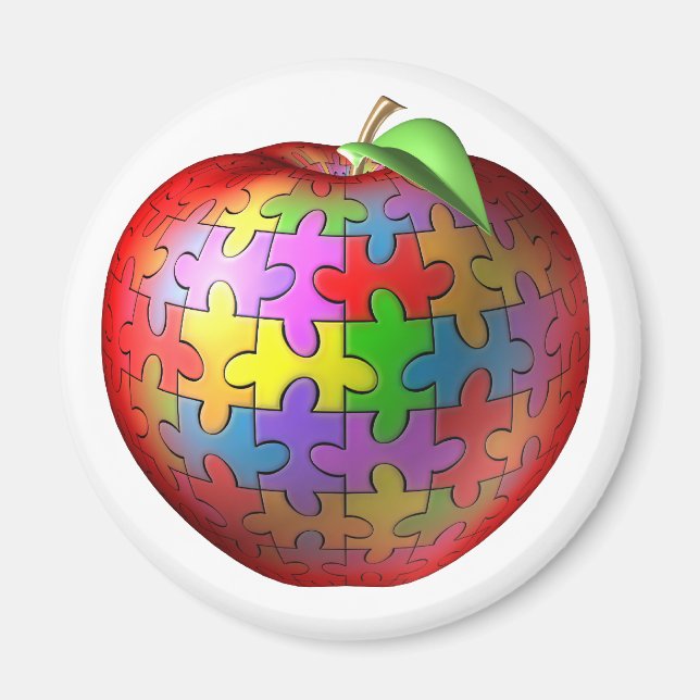 3D Puzzle Apple Magnet (Front)