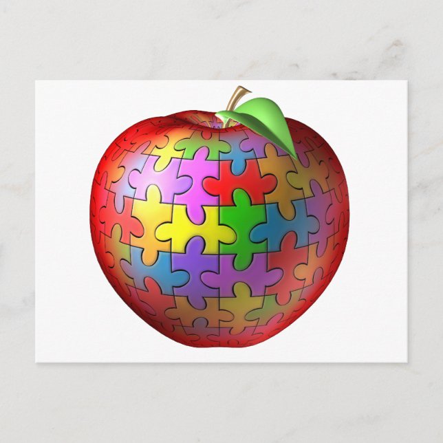 3D Puzzle Apple Postcard (Front)