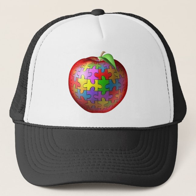 3D Puzzle Apple Trucker Hat (Front)