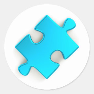 3D Puzzle Piece (Metallic Blue) Classic Round Sticker
