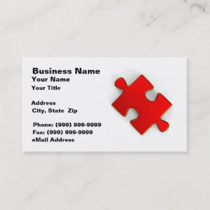 3D Puzzle Piece (Metallic Red) Business Card