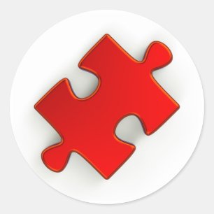 3D Puzzle Piece (Metallic Red) Classic Round Stick Classic Round Sticker