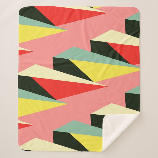 3D Pyramids: Retro Geometric Vintage. Sherpa Blanket (Front)