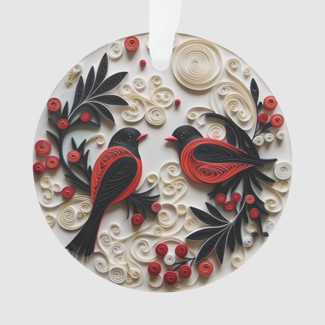 3d Quilled Paper Art Birds Ornament (Front)