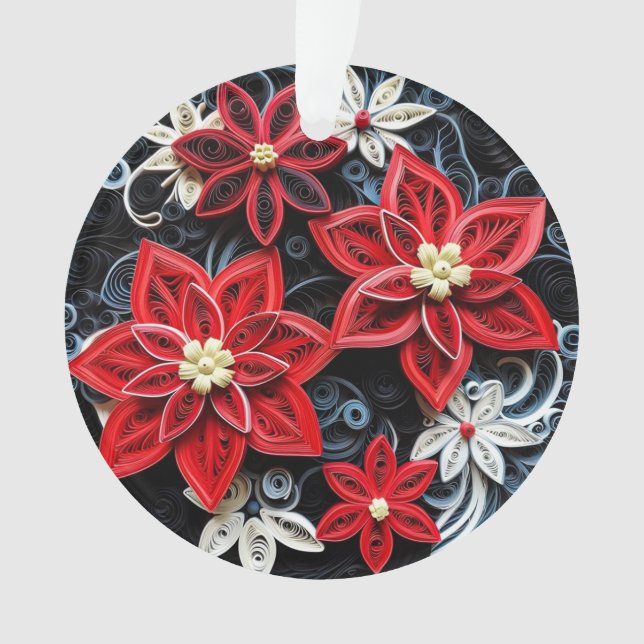 3d Quilled Paper Art Christmas Flower Ornament (Front)