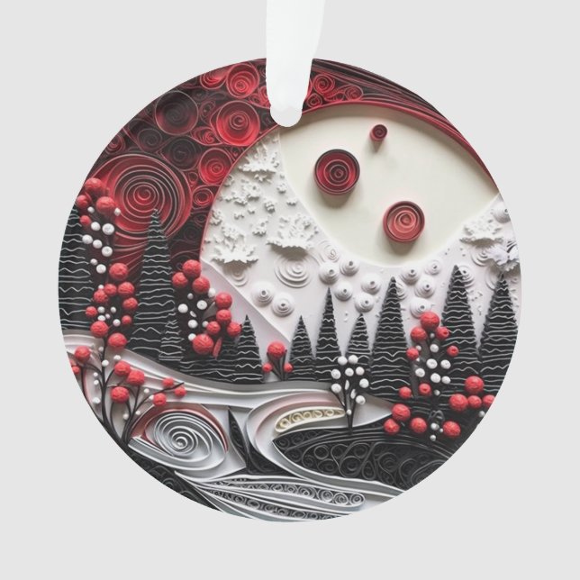3d Quilled Paper Art Christmas Landscape Ornament (Front)