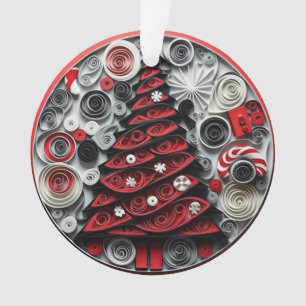 3d Quilled Paper Art Christmas Tree and Snowflakes Ornament
