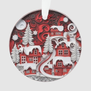 3d Quilled Paper Art Christmas Village Ornament