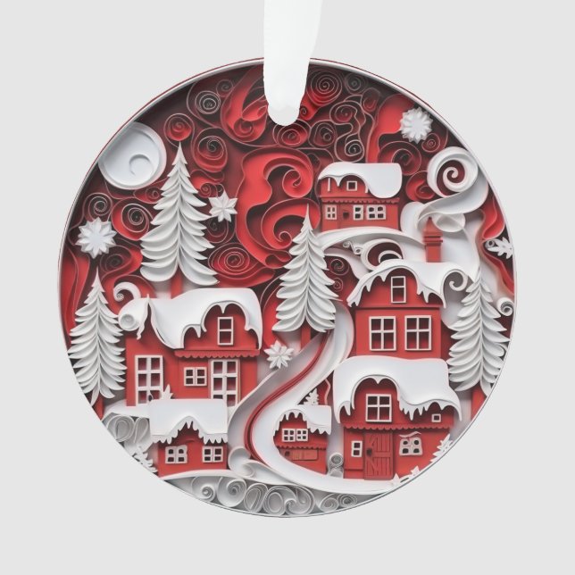 3d Quilled Paper Art Christmas Village Ornament (Front)