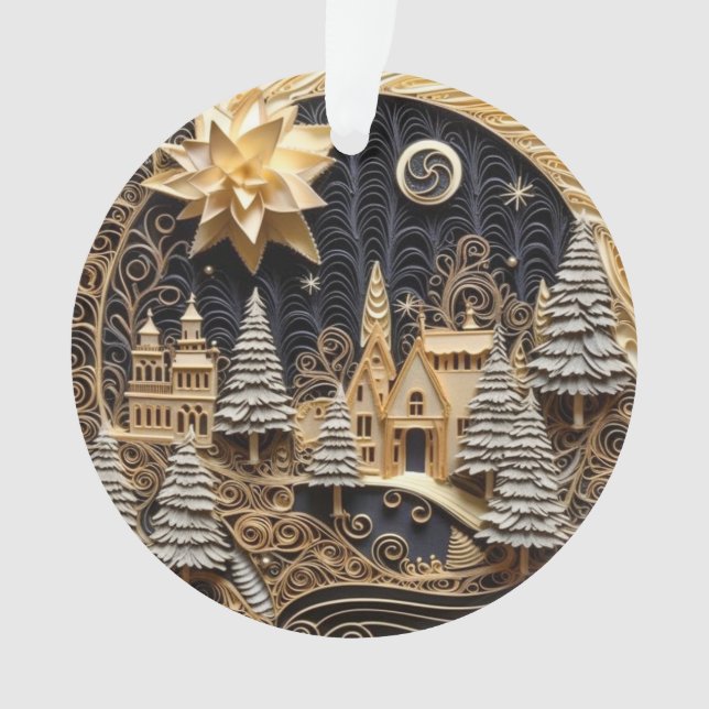 3d Quilling Effect Christmas Village Ornament (Front)