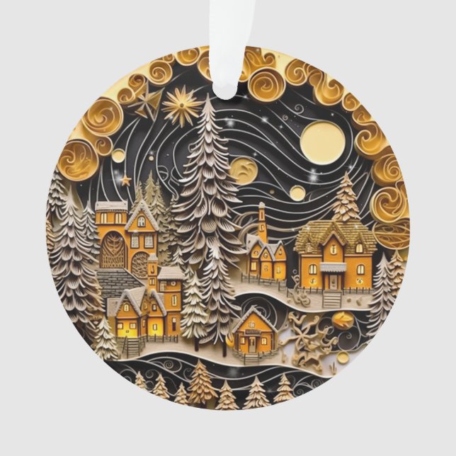 3d Quilling Effect Christmas Village Ornament (Front)