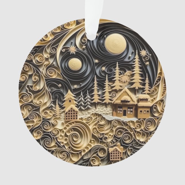 3d Quilling Effect Christmas Village Ornament (Front)