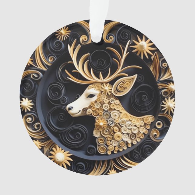 3d Quilling Effect Reindeer Ornament (Front)