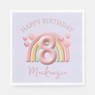 3D Rainbow 8th Birthday Party for Girl Purple Napkin