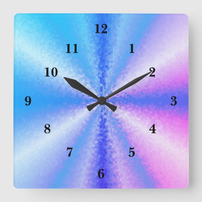 3D Rainbow art Square Wall Clock (Front)