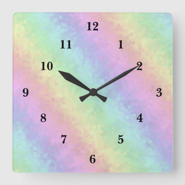 3D Rainbow art Square Wall Clock (Front)
