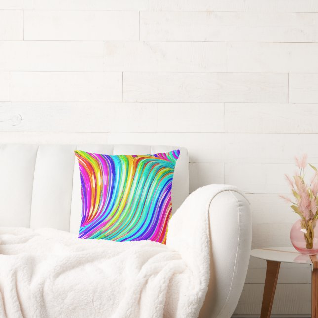 3D Rainbow-hued Abstraction Pattern Cushion (Couch)