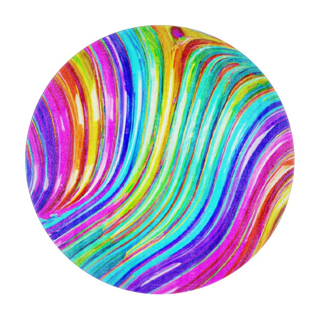 3D Rainbow-hued Abstraction Pattern Cutting Board (Front)
