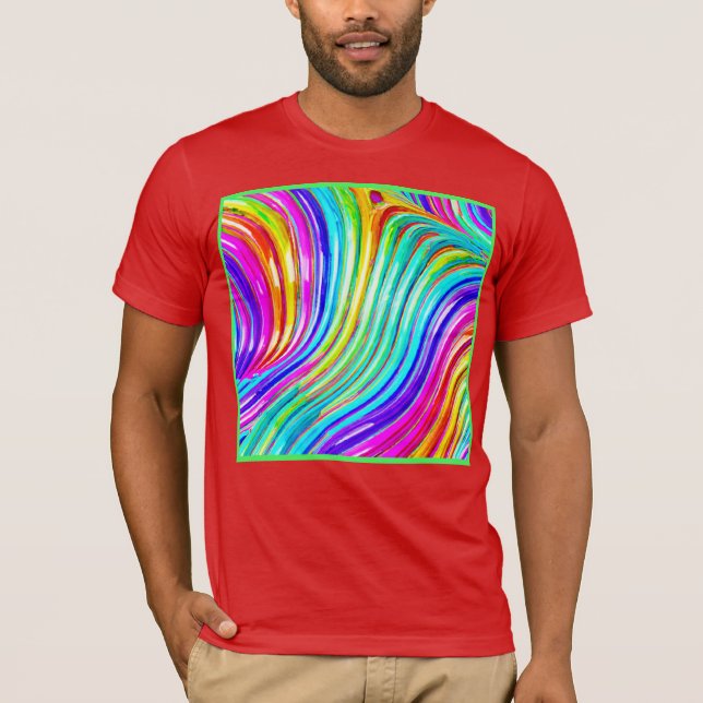3D Rainbow-hued Abstraction Pattern T-Shirt (Front)
