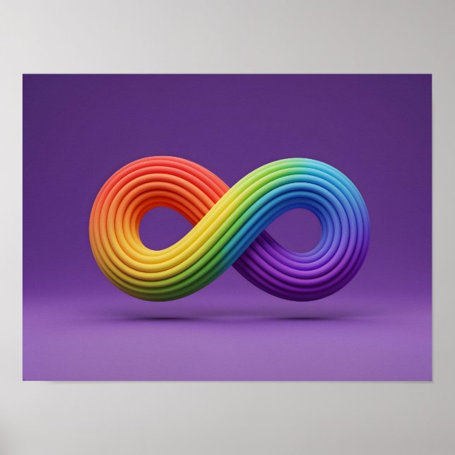 3D Rainbow Infinity Symbol Autism Neurodiversity Poster (Front)