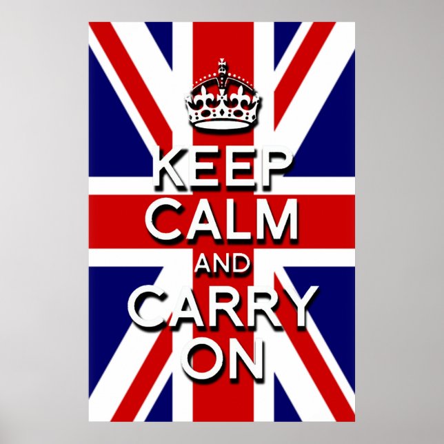 3D Raised effect keep calm on u.k flag Poster (Front)