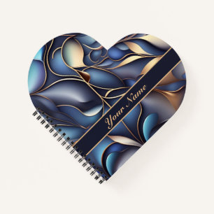 3D Ranken Muster blau goldfarben Notebook