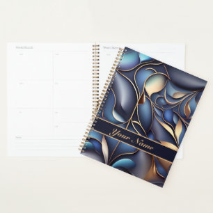 3D Ranken Muster blau goldfarben Planner