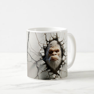 3D Realistic Bigfoot Mug Bursting Hole in the Wall